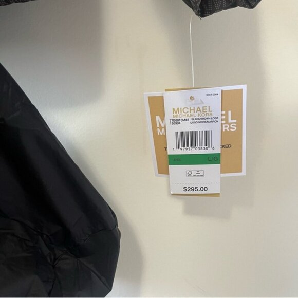 NWT Michael Kors Chevron Logo Print Quilted Nylon Reversible Jacket Size L - Picture 9 of 16